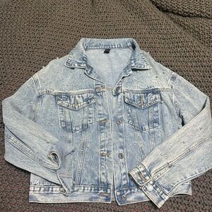 Pearl Studded Light Blue Denim Jacket